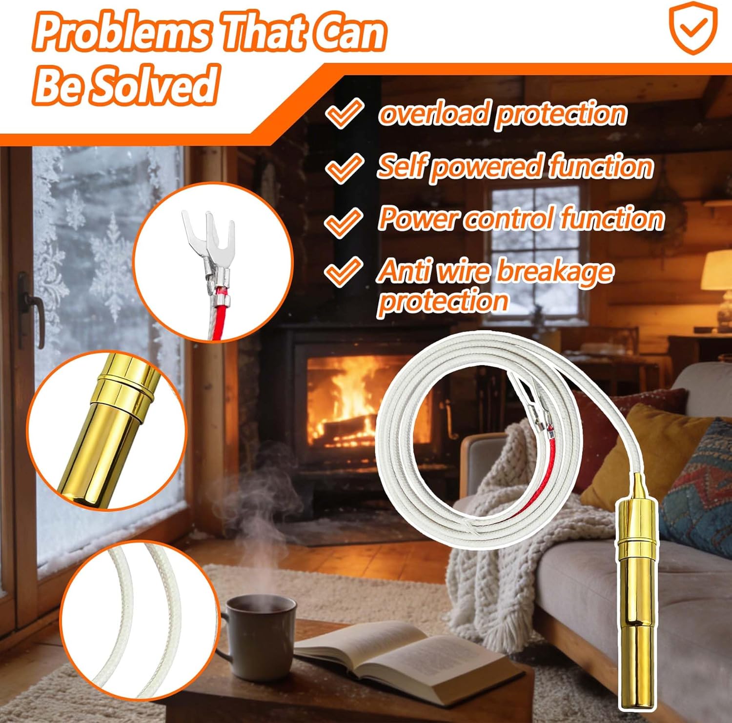 101934F32 Power Generator Thermopile Compatible with White Rodgers 750mv millivolt Pilot Generator Thermopile