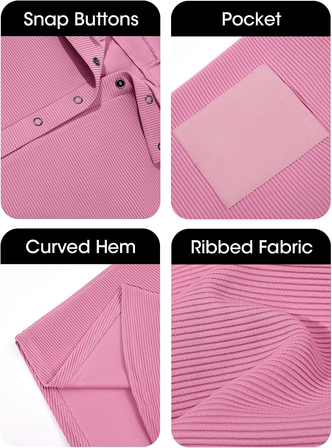 Fisoew Womens Cropped Sweatshirts Casual Henley Neck Snap Button Long Sleeve Ribbed Loose Fit Fall Crop Tops - Image 6