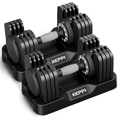 Keppi Adjustable Dumbbells Set-25lb 40lb 55lb 60lb Anti-Slip Metal Fast Adjust Weight Handle Exercise Fitness for Full Body