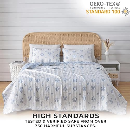 Miniatura 5 de Great Bay Home Edredón ligero reversible de 3 piezas para cama matrimonialqueen con 2 fundas de almohada, para todas las estaciones, moderno, con