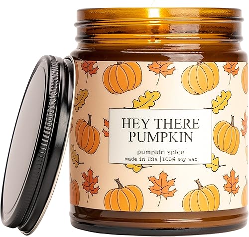Moonlight Makers Hey There Pumpkin Pumpkin Spice Candle, Fall Candle with Essential Oils, Autumn Soy Candle for Home, Long Lasting 40+ Hour Burn