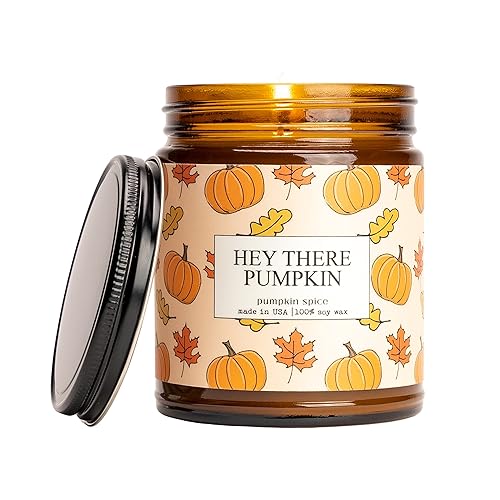 Moonlight Makers Hey There Pumpkin Pumpkin Spice Candle, Fall Candle with Essential Oils, Autumn Soy Candle for Home, Long Lasting 40+ Hour Burn
