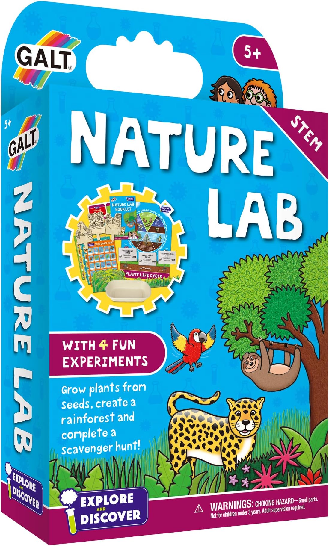 Galt Nature Lab-Explore and Discover Science Kit and Craft Kit-Science Experiments for Kids,Grow Plants,Create a Rainforest Scene and Go Scavenger Hunting-STEM Toys For Girls and Boys Age 5 Years Plus