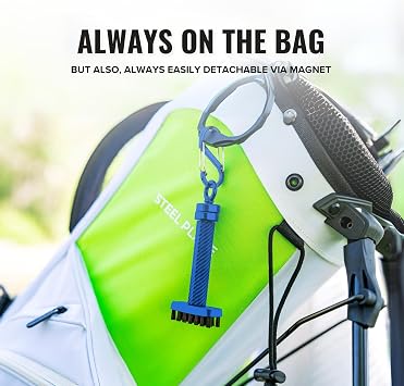 Magnetic Golf Club Brush - Detachable - Premium Nylon Bristles - Golf Bag Accessory - Golf Club Cleaner - Golf Tool