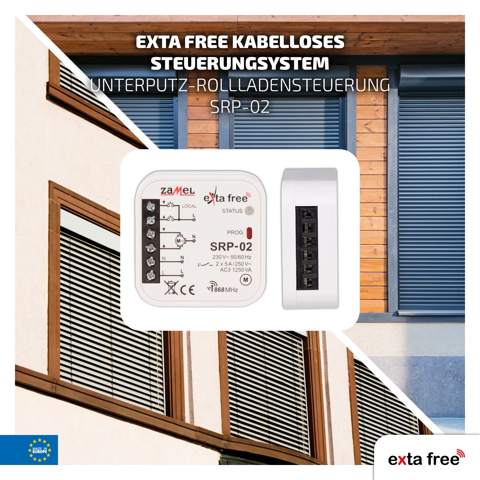 EXTA FREE SRP-02 sterownik radiowy do rolet, 47,5 x 47,5 x 20 mm