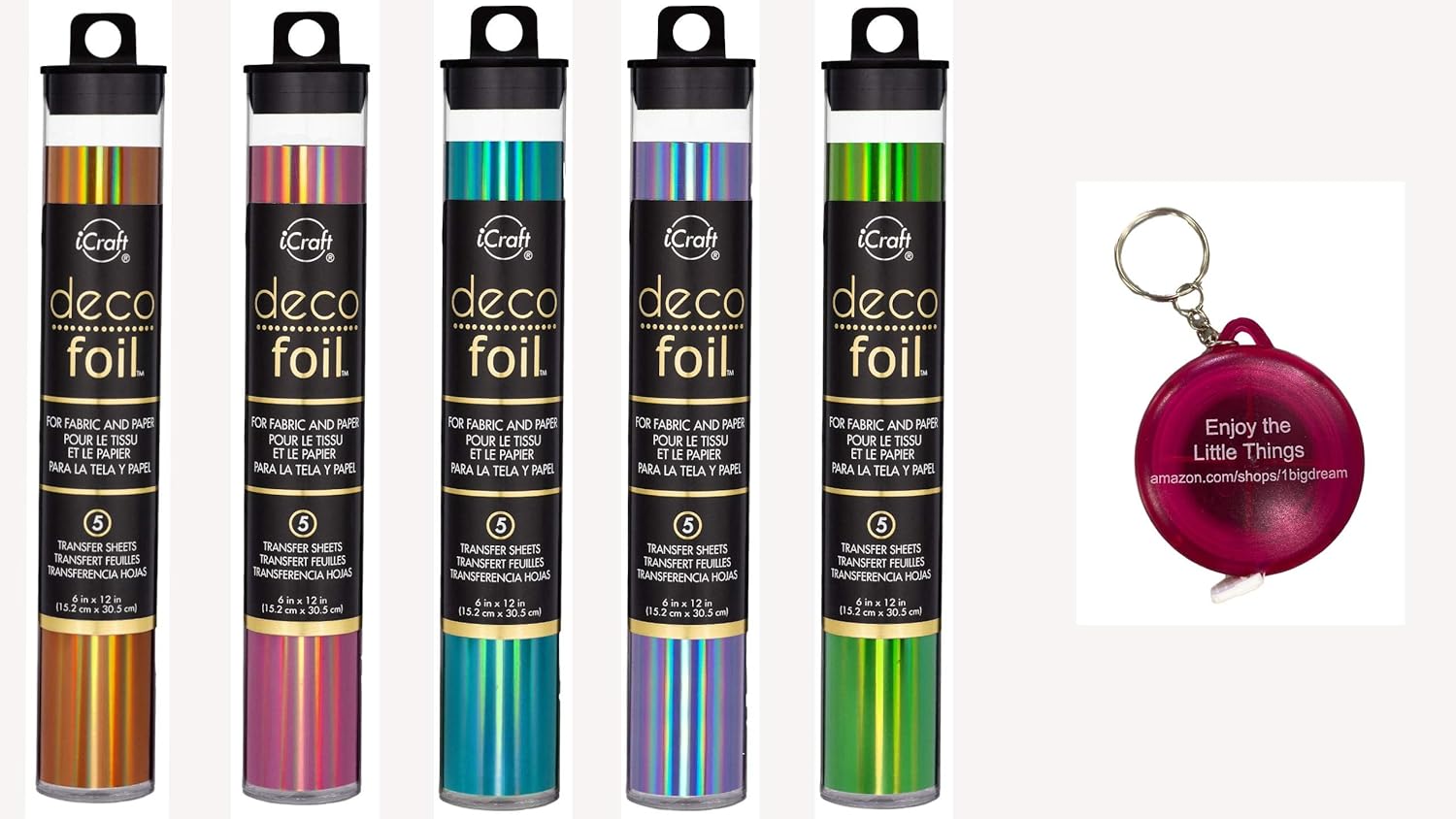 Deco Foil 6 Fairytale Foil Colors with Retractable Tape Measure-Bundle of 6 Items : Arts, Crafts & Sewing