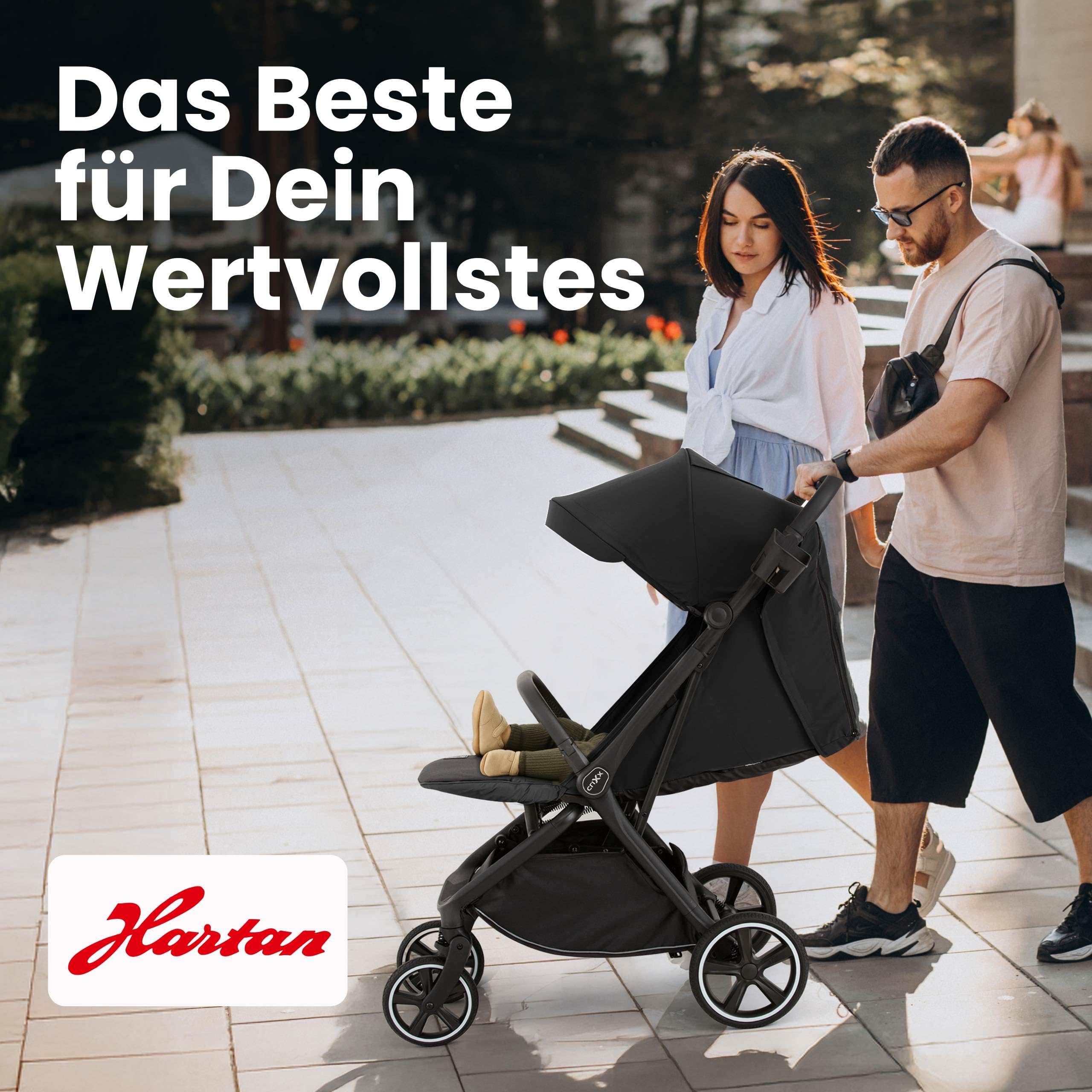 Hartan Clixx Buggy Kinderwagen – Reisebuggy ab 6 Monate, klein zusammenklappbar, höhenverstellbar, Sonnen- & Regenschutz
