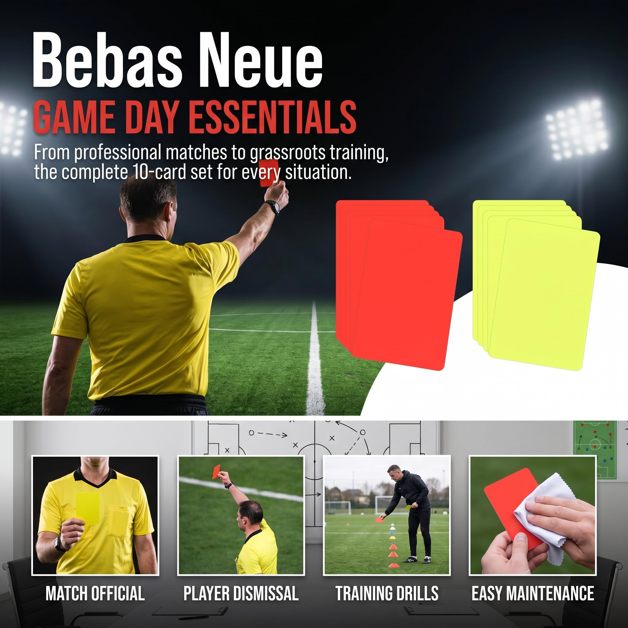 Tarjetas Arbitro Futbol PVC Amarillas Rojas 8x10.5 cm Impermeables Juego