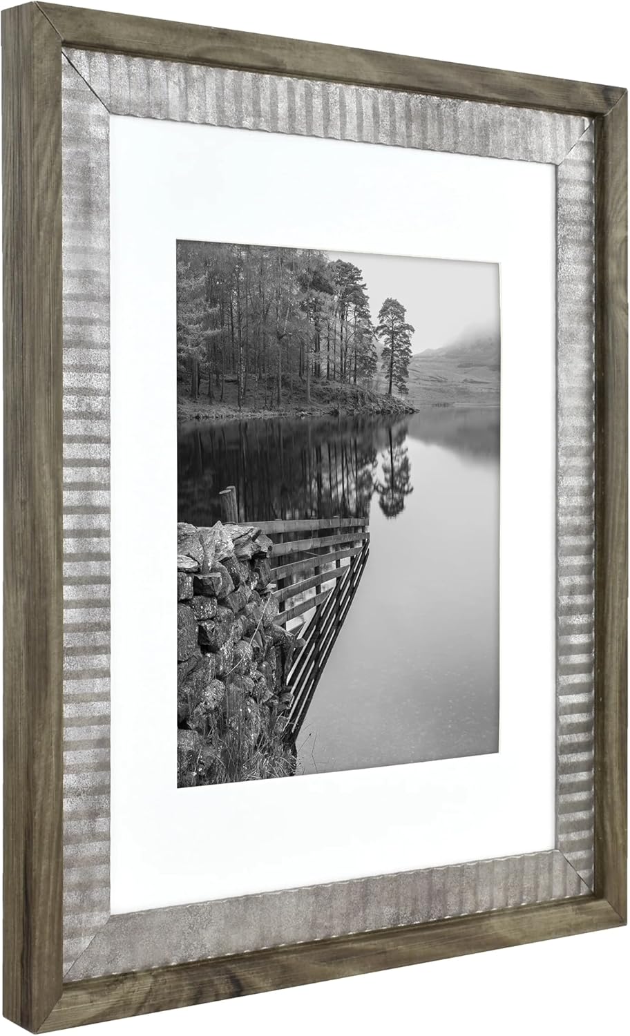 11x14 Rustic Farmhouse Picture Frame, Matted Gallery Wall Photo Frame, Decorative Wall-Mounted Frame for Home Office Art Prints Family Photos