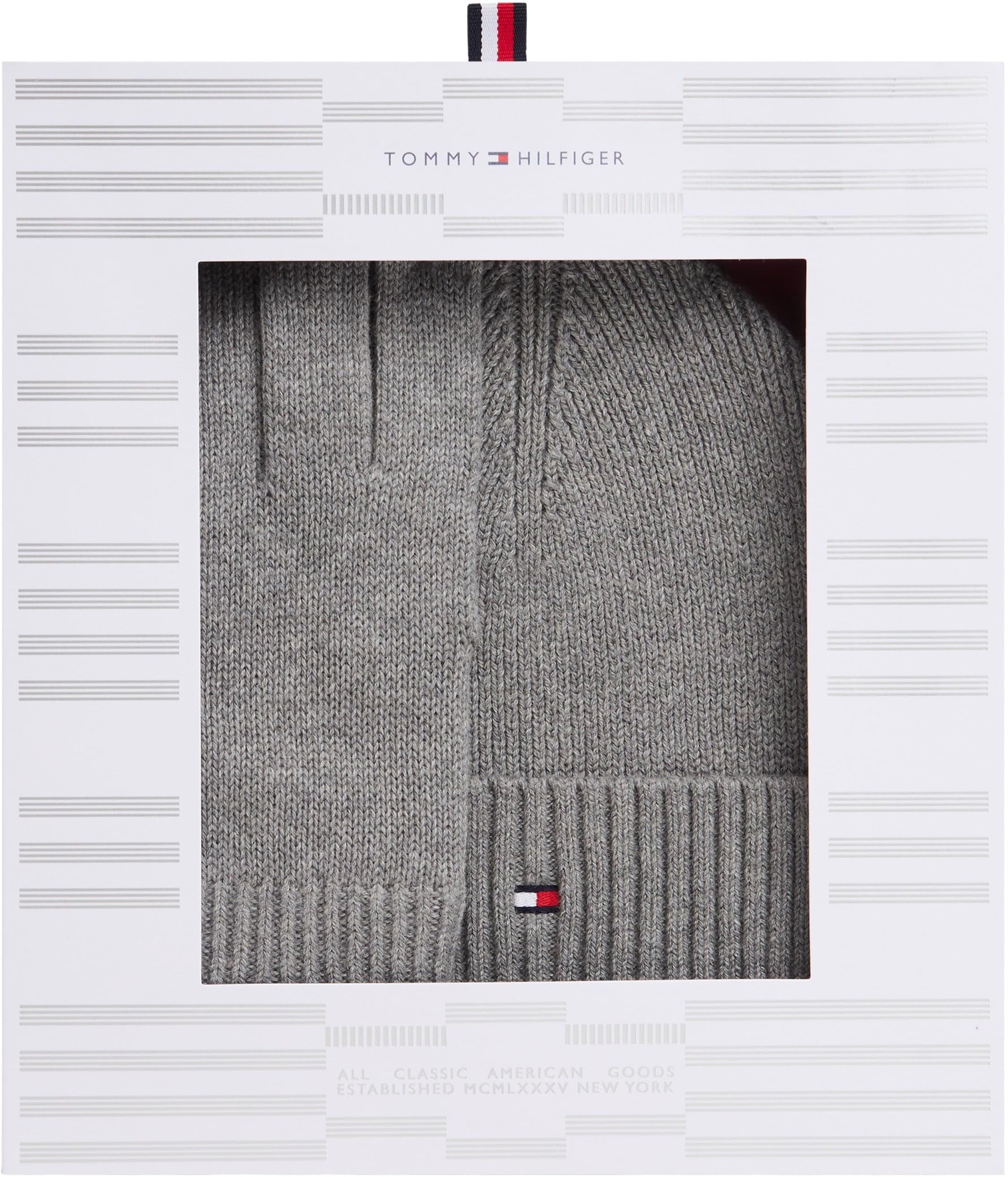 Tommy Hilfiger Herren Geschenk-Set Flag Schal und Mütze