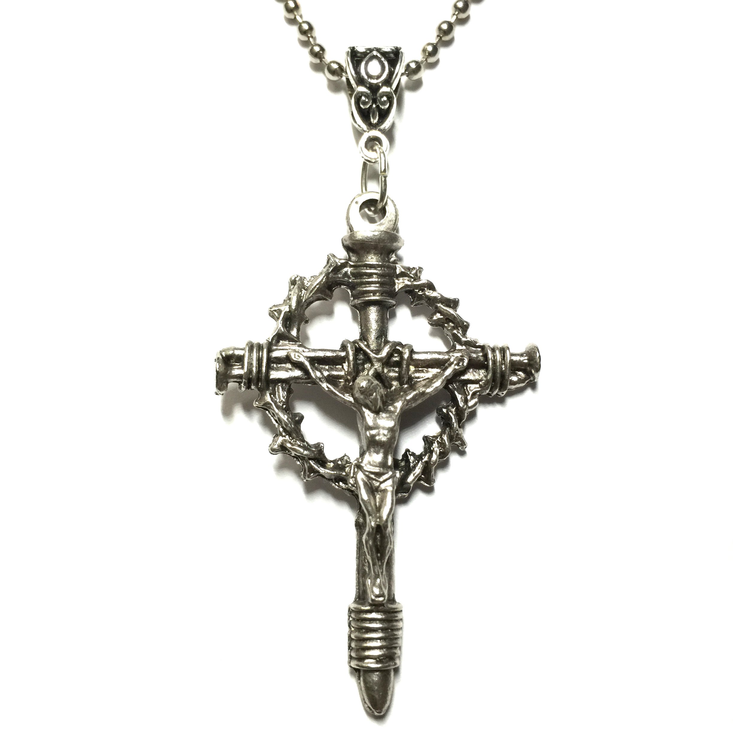 Buy Crown of Thorns Crucifix Nail Cross Pendant with Necklace Catholic Religious Made in Italy 2