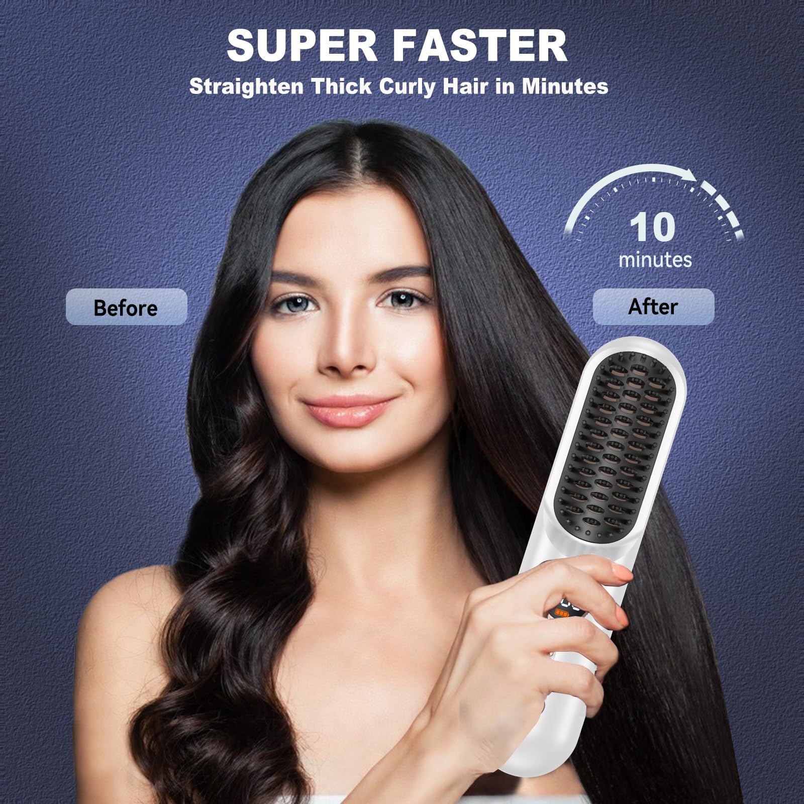 UKLISS Cordless Hair Straightener Brush, Upgraded Pro Portable