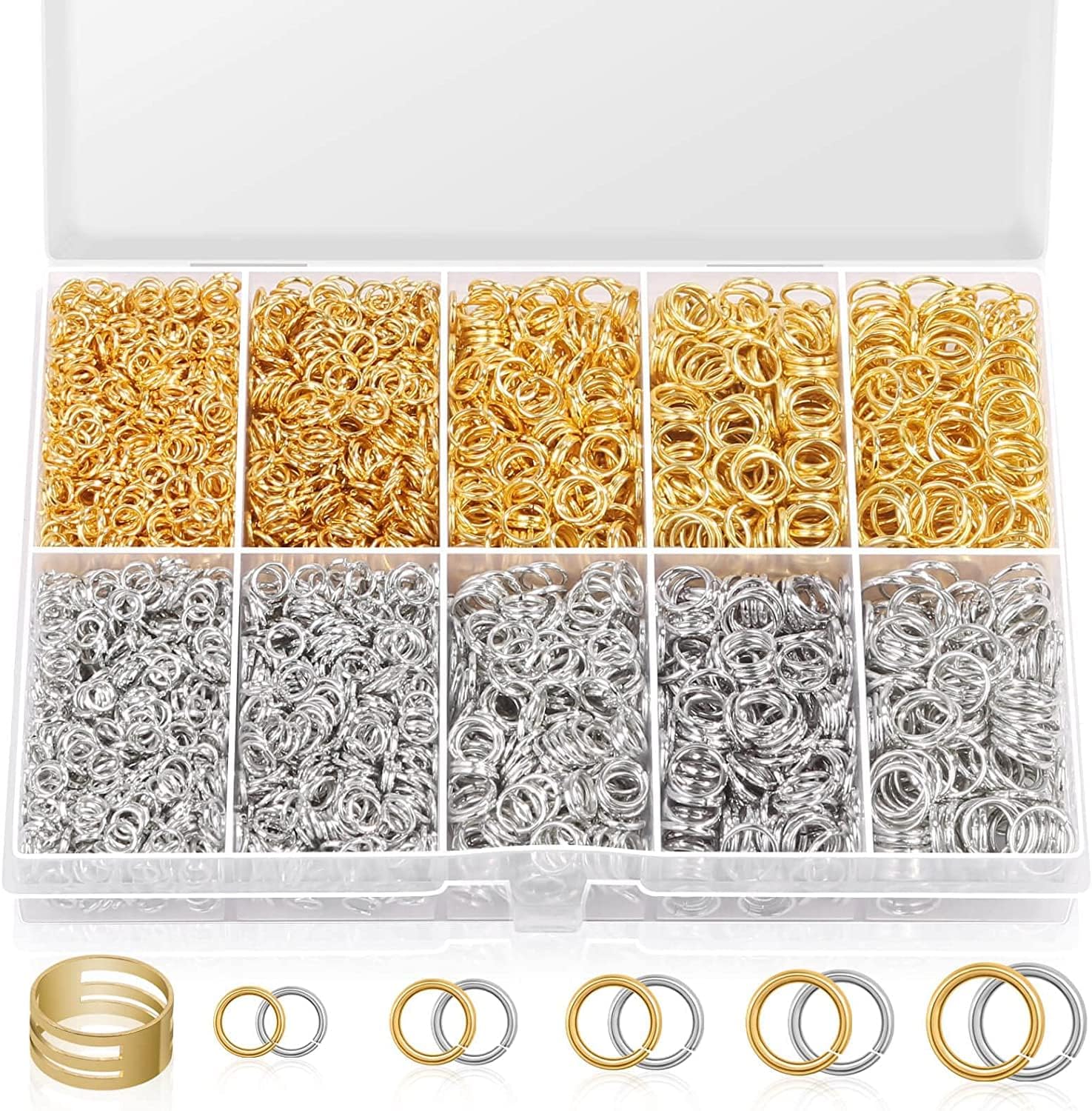 SYOSI Jump Rings for Jewelry Making - 4600Pcs Silver and Gold With Open/Close Tools for Necklace Repair (Assorted Sizes)