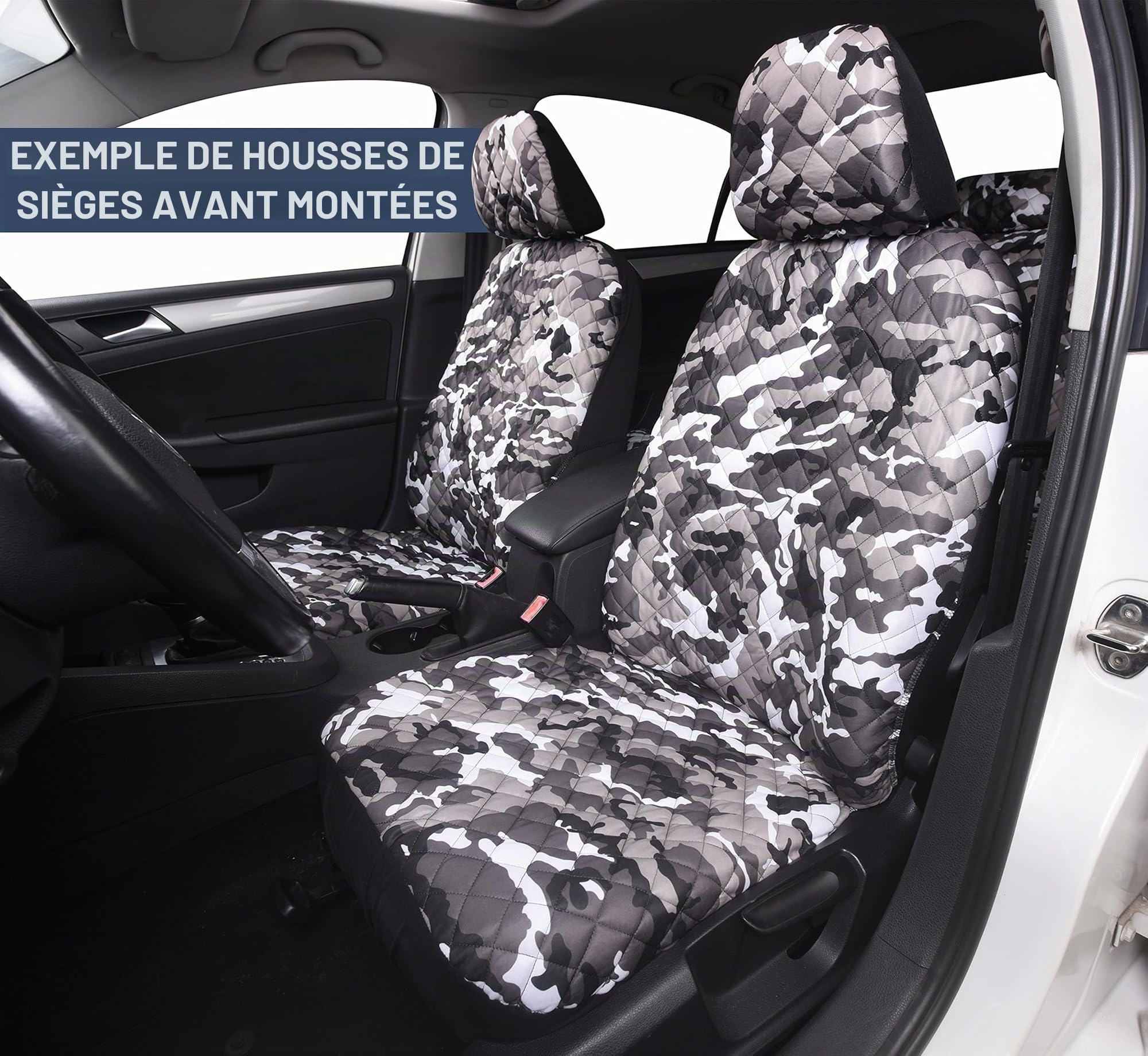 Auto Accessori Lupex A21 Housses de siège Auto universelles Avant et arrière (Ensemble Complet, Camouflage Vert)