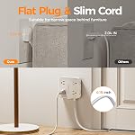 TESSAN Flat Plug Power Bar, 5 Ft Extension Cord Indoor, Gray | 8 Multi Outlets and 3 USB (1 USB C), Surge Protector Power Strip, Wall Mount Charging Station for Home Office Dorm