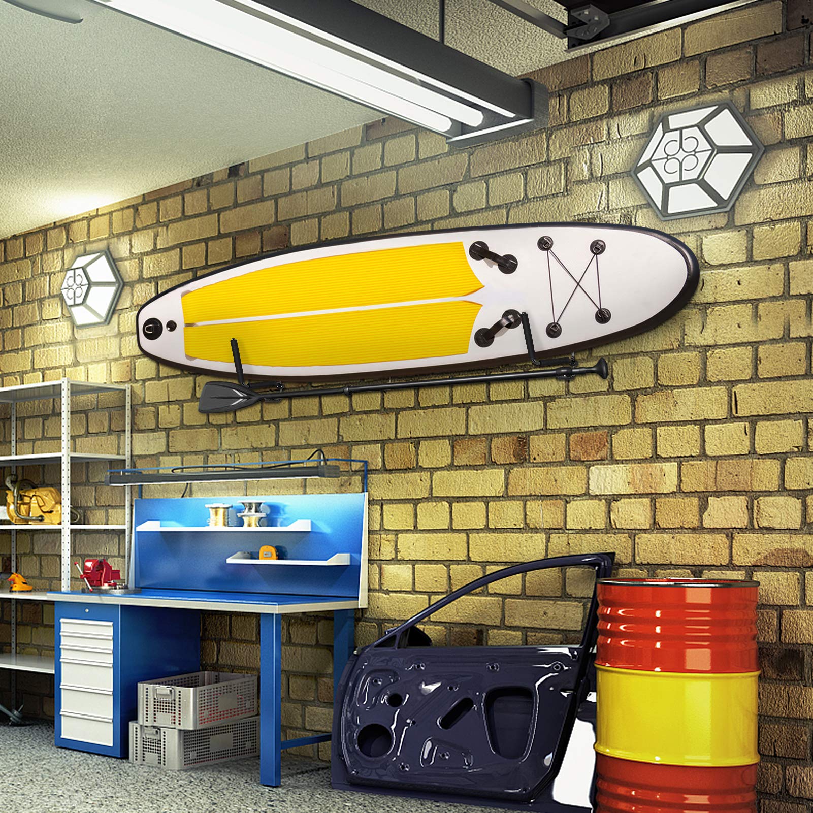 Wakects Kajak Wandhalter, Kajakgestell Kanuhalter Wand Deko Gestell Mauer Surfbrett Wandhalterung Kanu Aufbewahrung Lagerung Halterung Surfbrett Belastbar 70kg