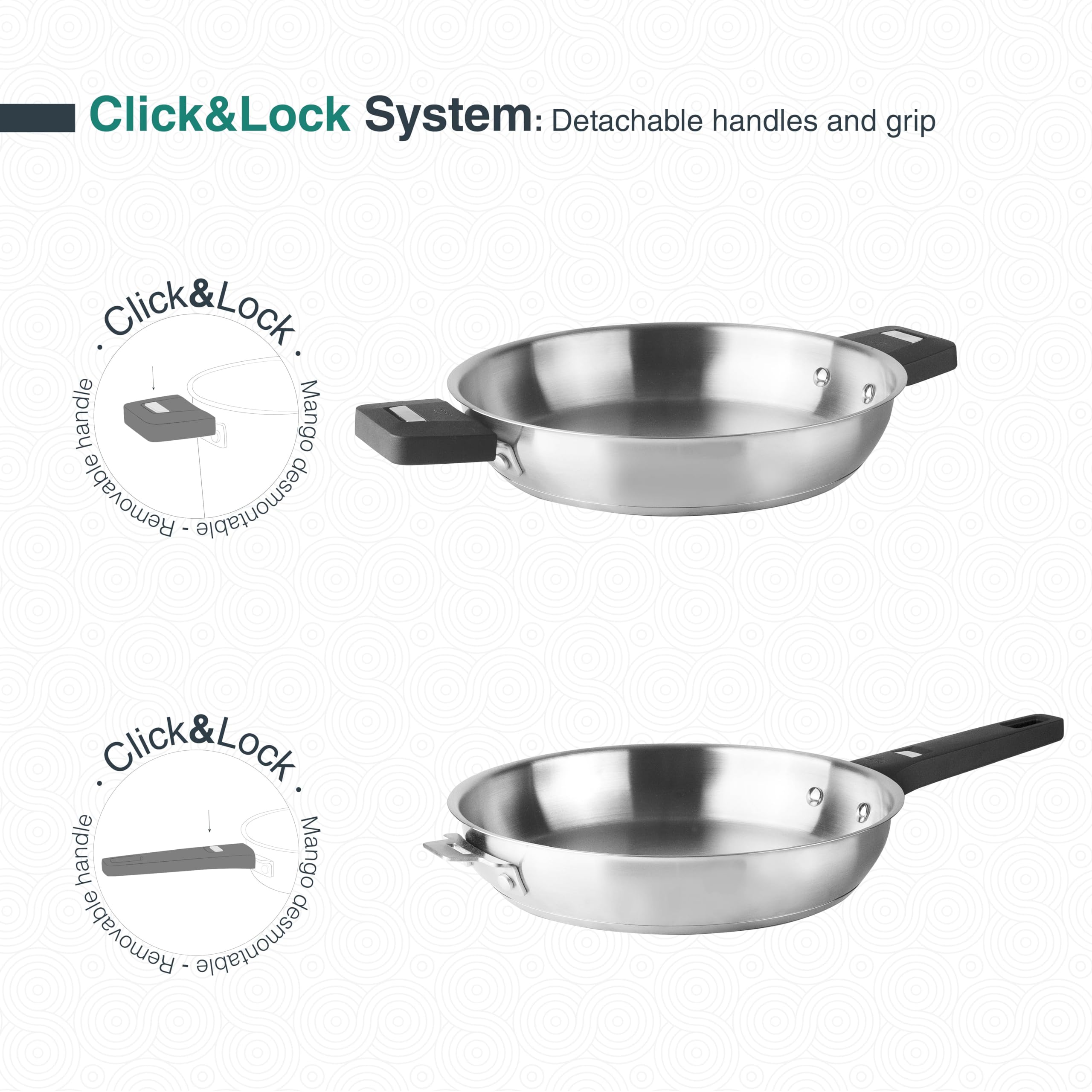 LACOR - 56732 - Corpo Padella Combi, Acciaio Inox 18/10, Finitura Interna, Fondo Diffusore Sandwich, 4 Litri, Impilabile, Adatto A Induzione, Forno, Lavabile in Lavastoviglie, ø32cm