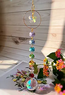 サンキャッチャー クリスタル 玄関飾り開運ペンダント ラッキークリスタル 運気 幸運 風水 窓/玄関/入口/車内装飾水晶 手作 (レインボーチャクラ)