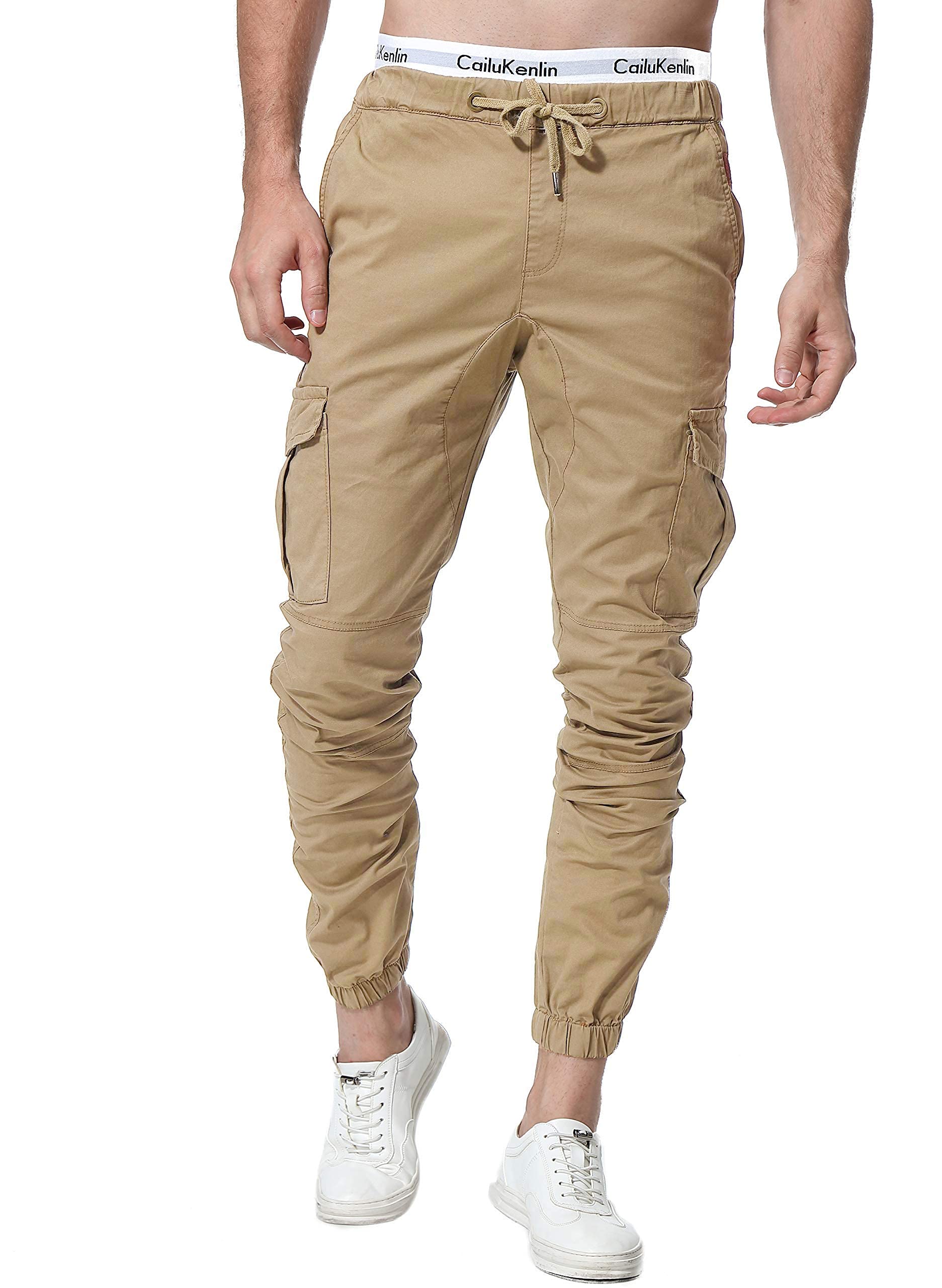 ZOEREA Homme Pantalon Cargo Sport Jogging Pantalons Multi Poches Ceinture Élastique Casual Activewear Long Pants