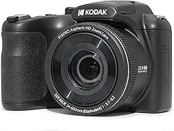 KODAK PIXPRO AZ255-BK Câmera digital de 16 MP, zoom óptico de 25 x, lente grande angular de 24 mm, estabilização de imagem óptica, câmera de vídeo Full HD 1080p de 3 polegadas (preta)