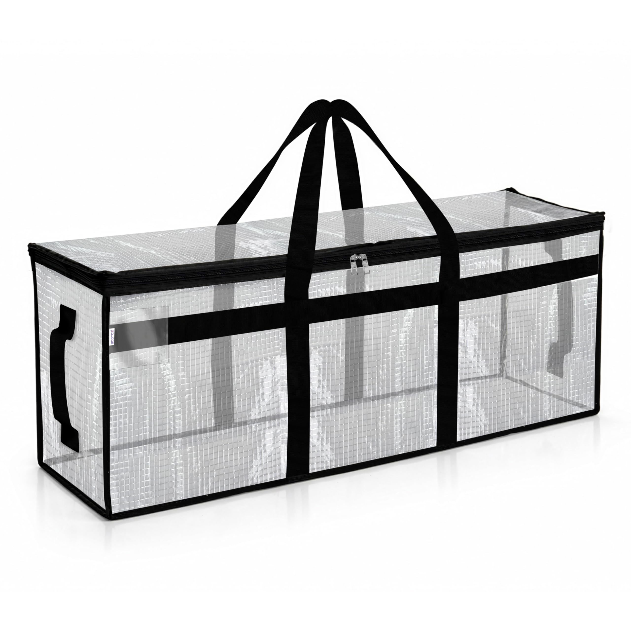 Storite Heavy Duty 80 L Transparent Super-Size Jumbo Underbed Storage Bag | Premium Multi-Purpose Moisture Proof Toys/Blankets/Stationery Paper/Clothes Storage Bag (84x26x37 cm)