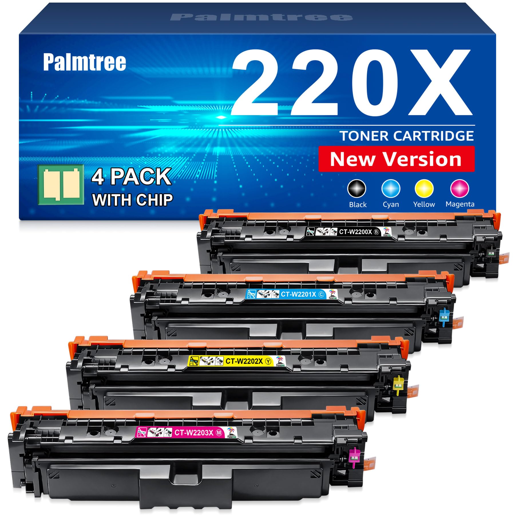 220A 220X avec Puce Cartouche de Toner Compatible pour HP 220A pour HP Color LaserJet Pro MFP