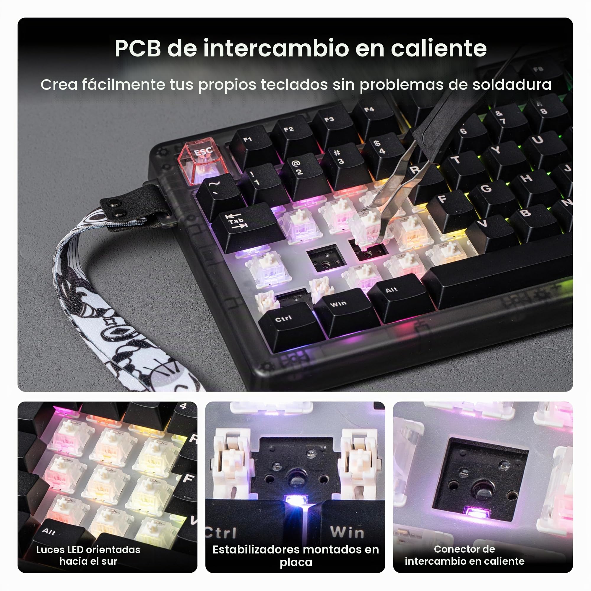 MechLands CIDOO QK75 VIA Teclado programable 75% compacto, USB-C/BT5.0/2.4Ghz inalámbrico, teclado mecánico personalizado intercambiable en caliente con junta montada, placa de PC, batería de 4000 mAh