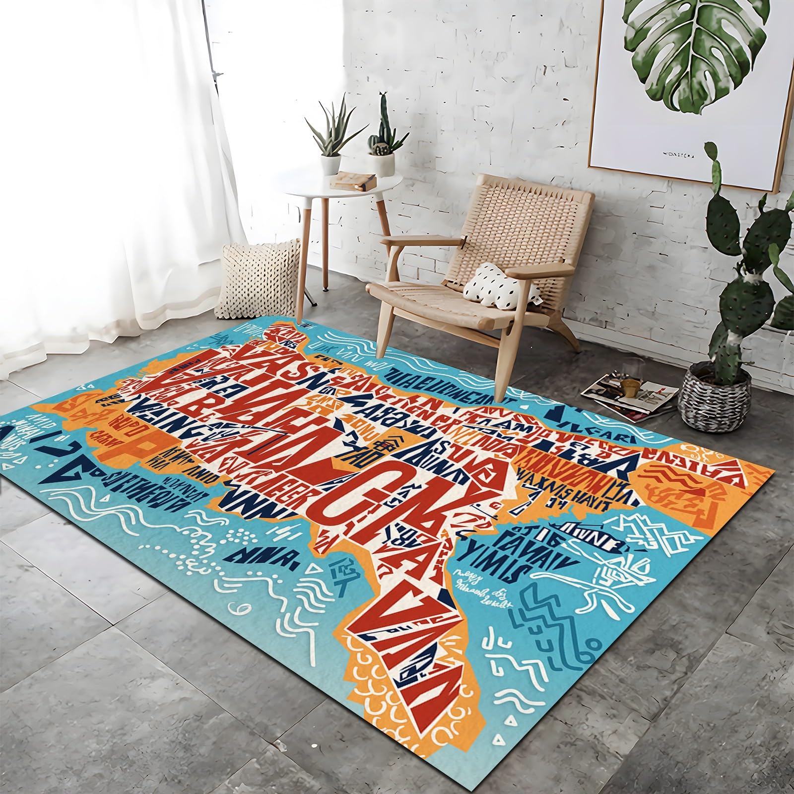 Tapis de sol asie imprimé antidérapant et lavable pour cuisine