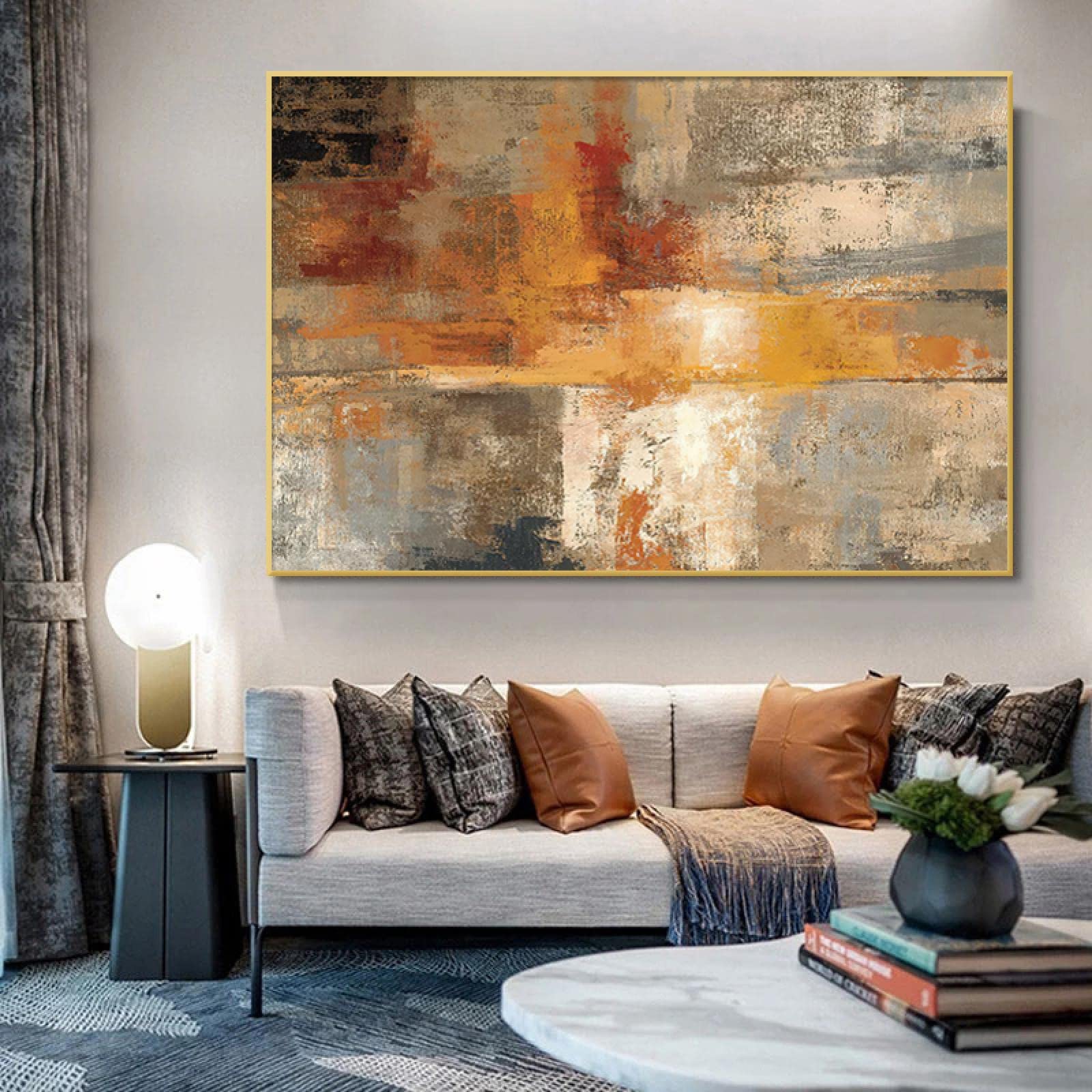 Toile jaune abstrait 80x110cm : la solution pour grand mur vide - 8