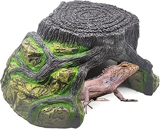 Hamiledyi Reptile Hideout Cave Resin Rock Lizard Hideout Cave Amphibians Hideaway Reptile Habitat Decoration for Lizards Chameleons Geckos Frogs Turtles Snakes