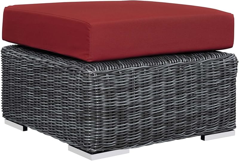 Modway EEI-1869-GRY-RED Ottoman, Canvas Red
