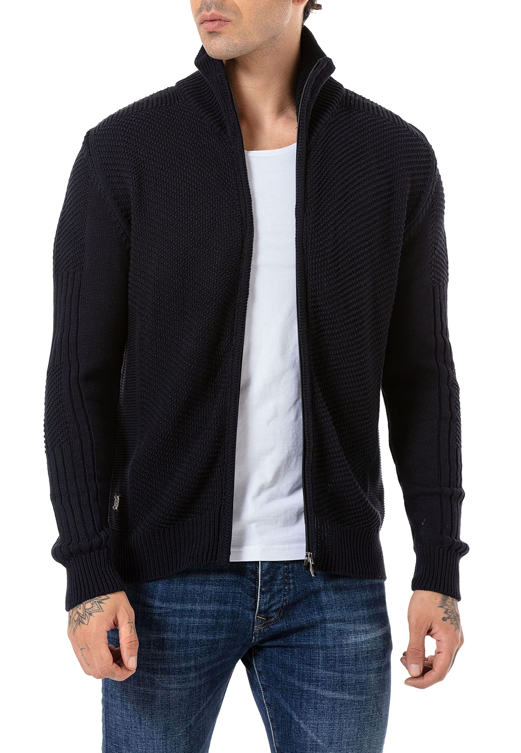 Redbridge Cárdigan Hombre Jersey de Punto Cremallera
