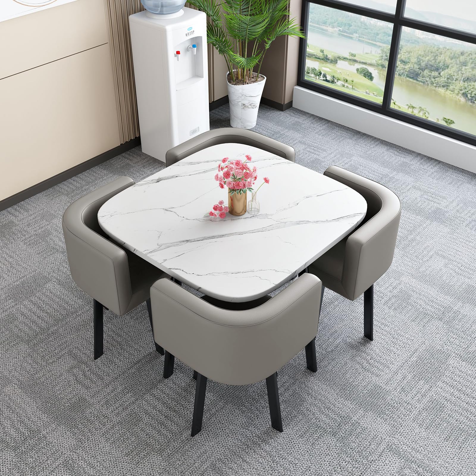 AYCDL Round Modern Dining Table Set for 4 35.4" x 29.5",#31-80 * 75cm/31.5 * 29.5in