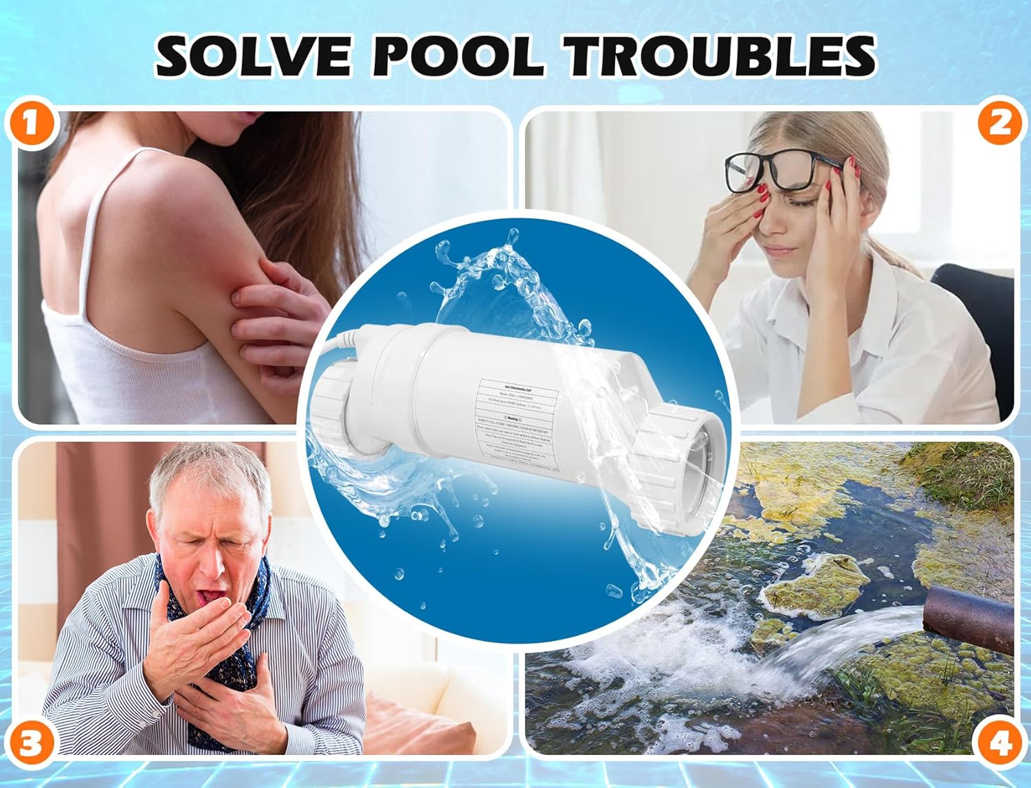 T-Cell-15 Salt Chlorination Replacement, T-15/BLT15H Compatible with Hayward TurboCell T15 W3T-CELL-15 GLX-CELL-15-W Up to 40K Gallon Pool Salt In-Ground Pool,Replace W3T-CELL-15, BLT15H, BLW1T15H