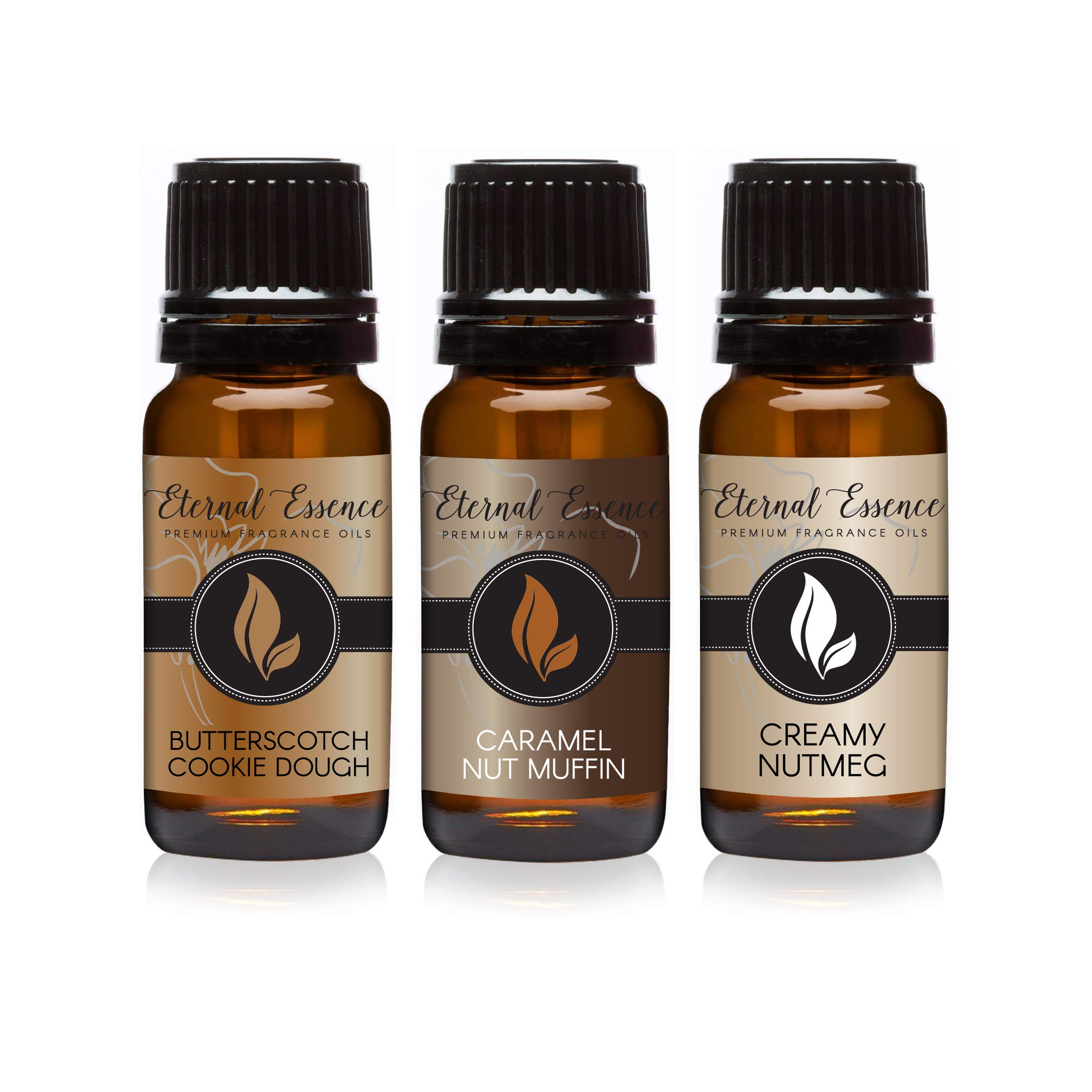 Amazon.com: Eternal Essence Oils - Trio (3) - Butterscotch Cookie Dough,  Caramel Nut Muffin & Creamy Nutmeg - Premium Fragrance Oil - 10ML : Home &  Kitchen