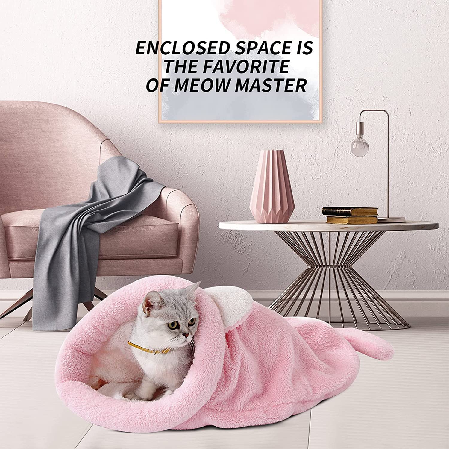Cat Nest Snuggle Sack, Pet House Sack, Sleeping Bed, Skin Friendly, Kitten Sleeping Bag for Small Cats, Dogs, 17.32x14.57x0.39 Inches, 200g, 10 Catties