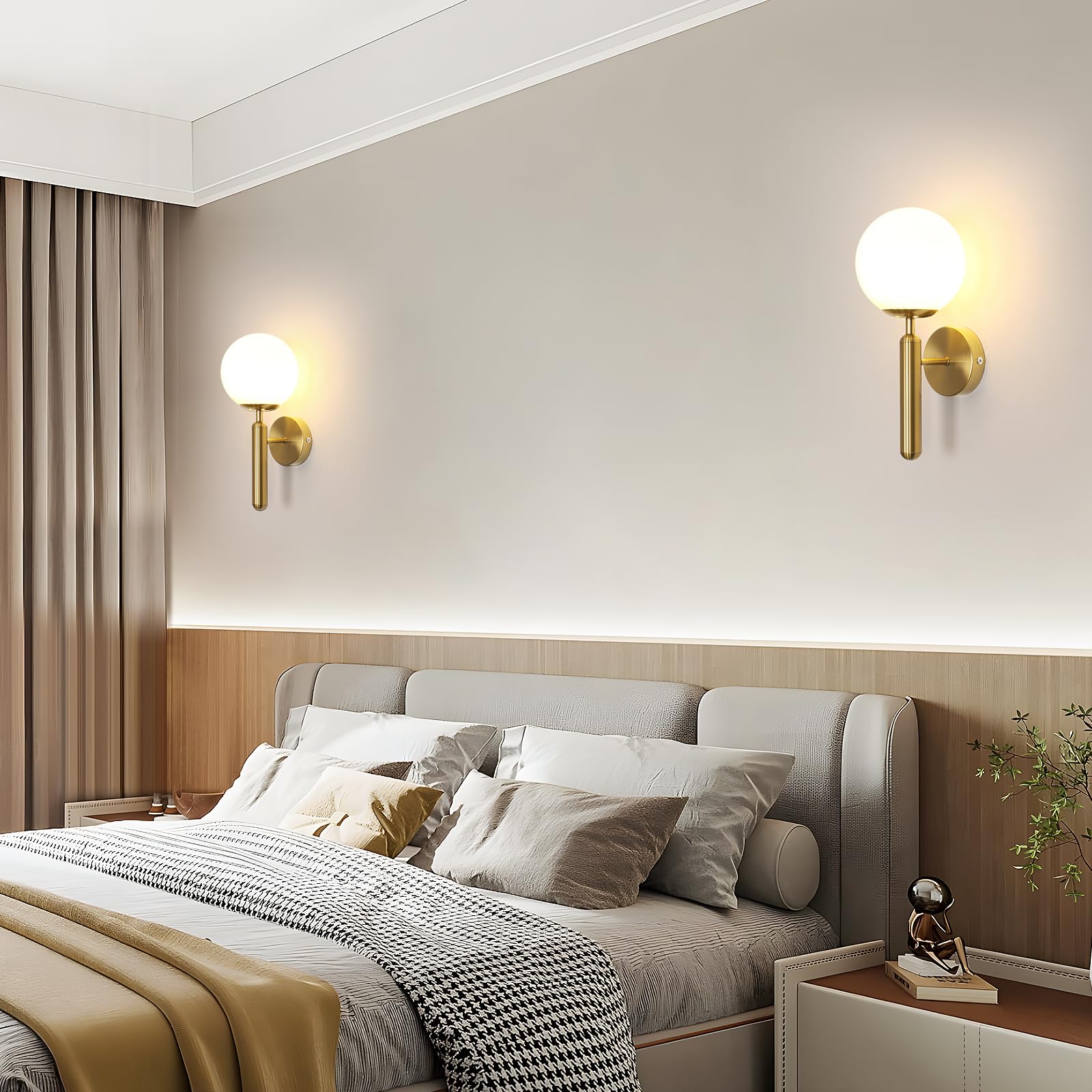 Comely Applique Murale Intérieure E27 Lampe Murale Design Minimaliste Abat-Jour en Verre pour Chambre Salon Couloir