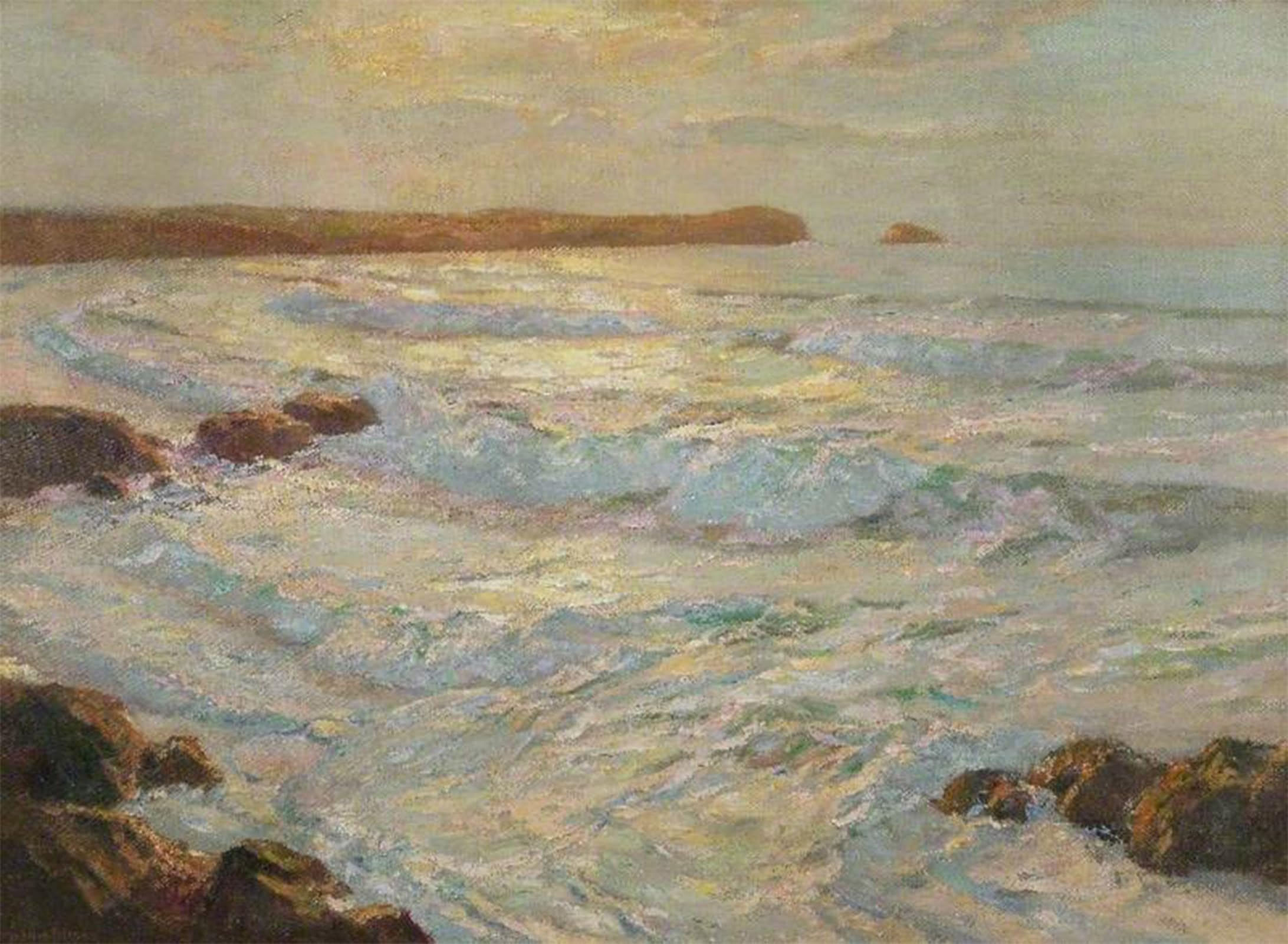 SERENDIPITP Abstract Painting Mural Print Picture Wall Decor Painting Summer Sea Newquay Cornwall by Albert Julius Olsson Vintage Wall Artwork for Home Decor 60x90cm