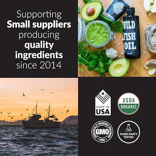 Miniatura 9 de Wild Foods Suplemento líquido de aceite de pescado Omega 3, limón, 16 onzas (paquete de 2)  Atrapado salvaje, sin eructos, inodoro, sin OMG, sin