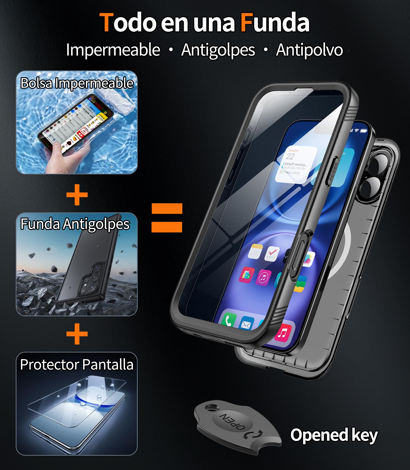 Cozycase Top Resistente Funda para iPhone 16e 17e Impermeable Antigolpes Militar 360 Grados Carcasa 16 17 e Doble Waterproof Acuatica Sumergible Agua con Protector Camara Pantalla
