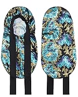 Vista 11 de AWAYTR Gorro largo de satén para trenzas, gorro elástico de seda para dormir, banda de amarre elástica para mujeres (flor D)