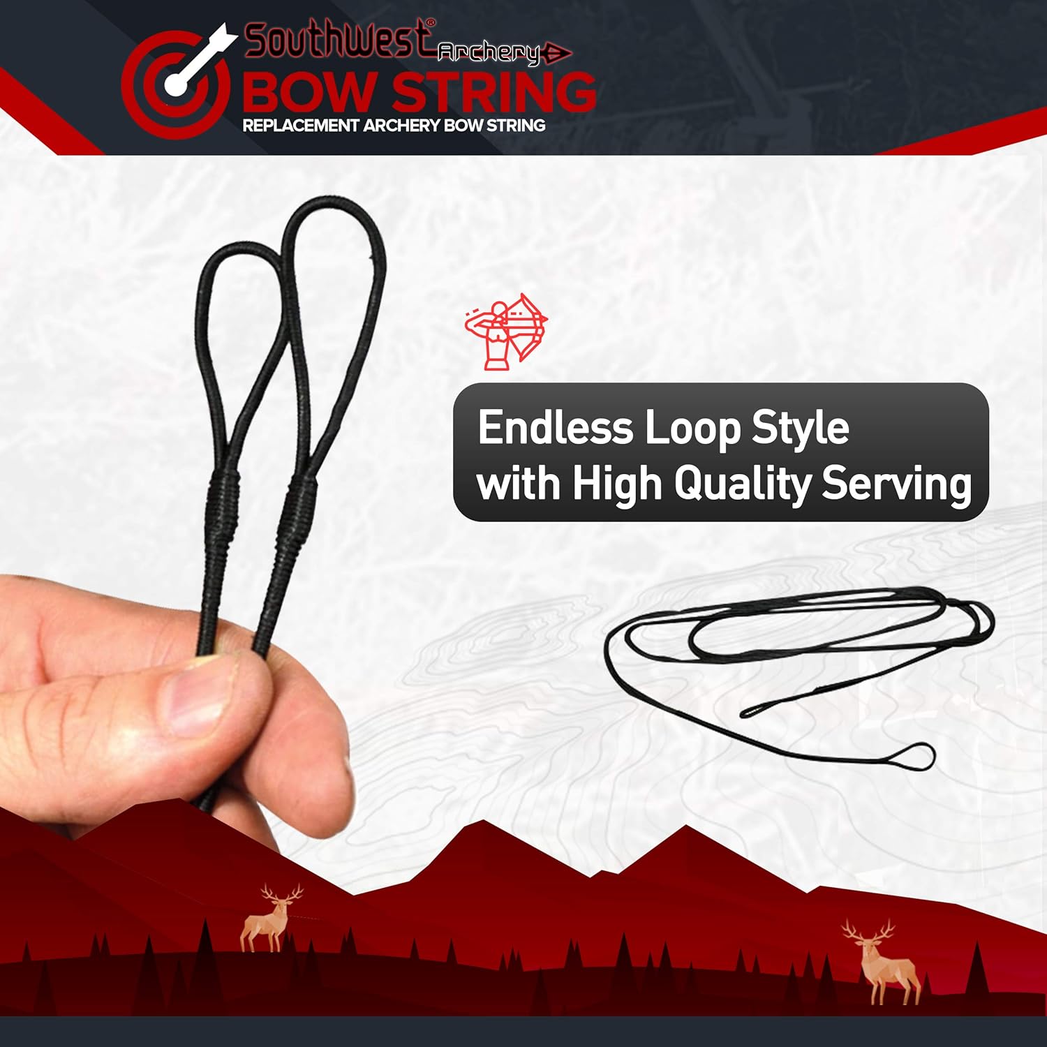 Replacement Archery Bowstring for Traditional Recurve Bows - Available in AMO Lengths from 44"-68" in 12, 14, 16 Strand - Made from Black Dacron B-55 Material : Sports & Outdoors