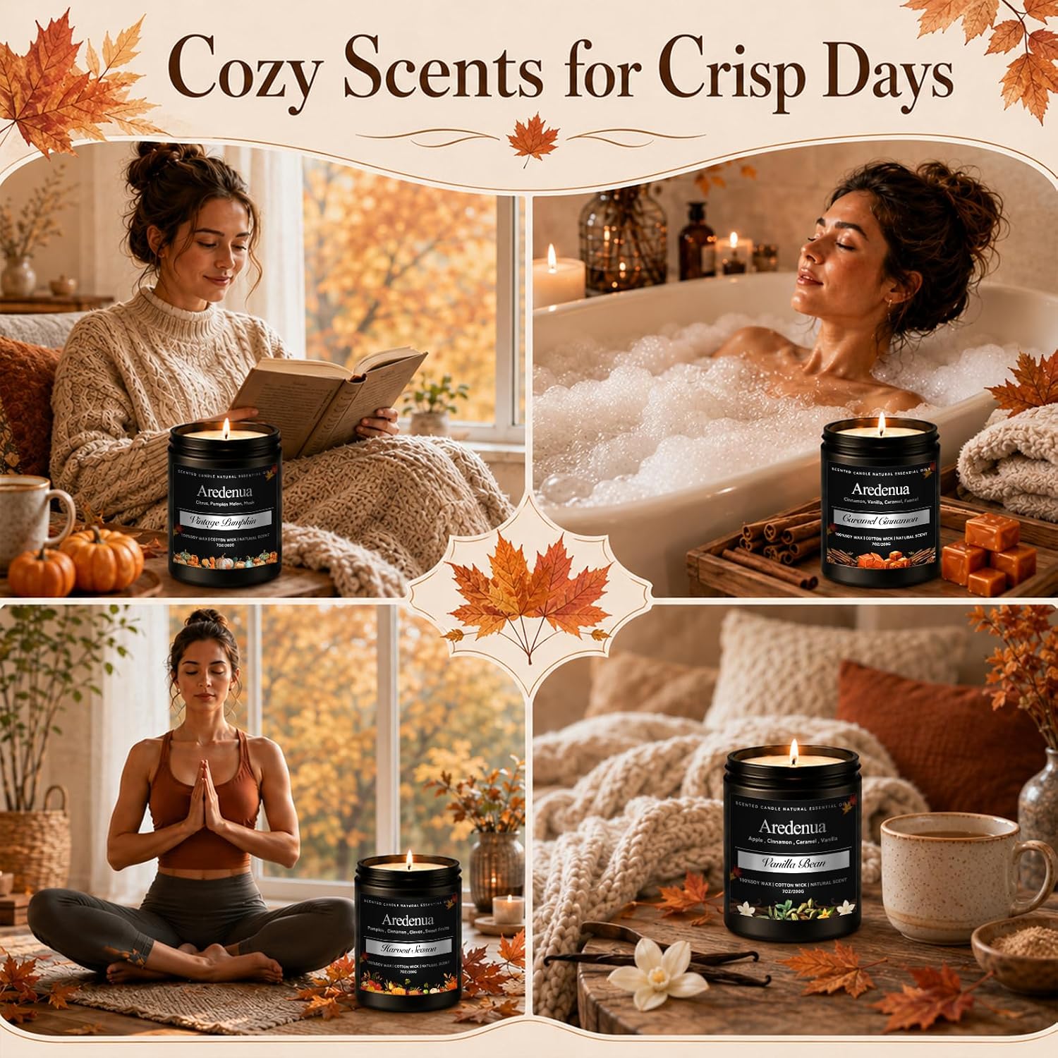 Fall Candles, Vanilla Bean Scented, Autumn Seasonal Candle for Fall image 5