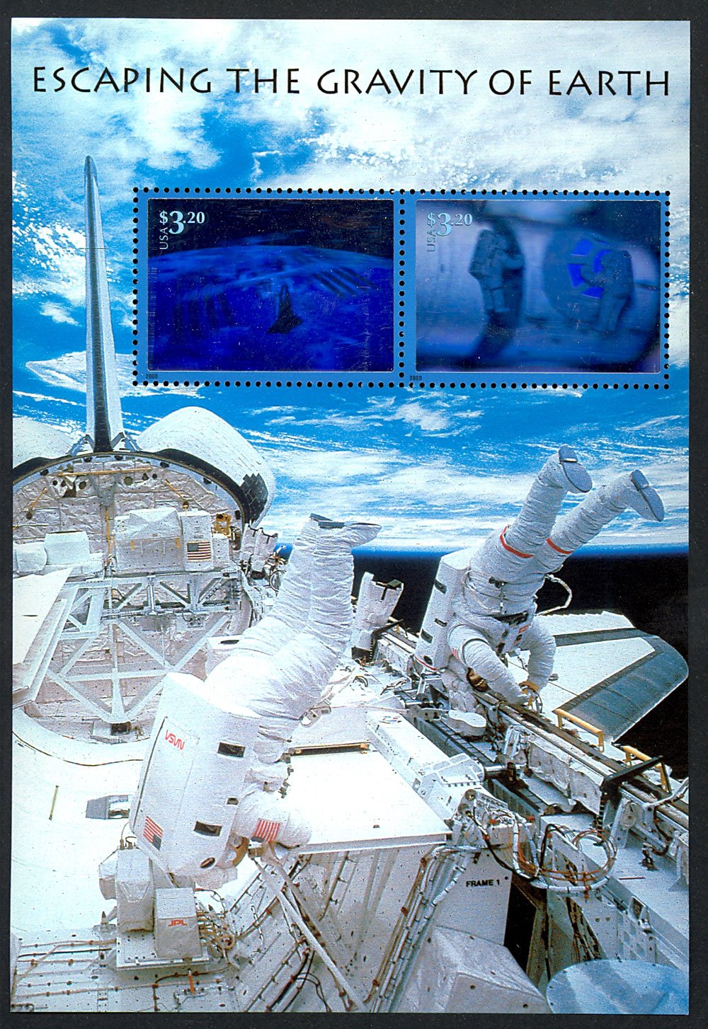 United States Postal Service Escaping the Gravity of Earth Mint Sheet of Two Hologram Stamps - Scott 3411