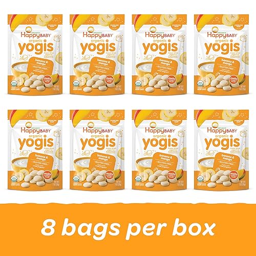 Miniatura 25 de Happy Baby Organics Yogis - Bocadillos liofilizados de yogur y frutas, paquete variado (paquete de 6) y mordedor, paquete variado de 3 sabores, 12