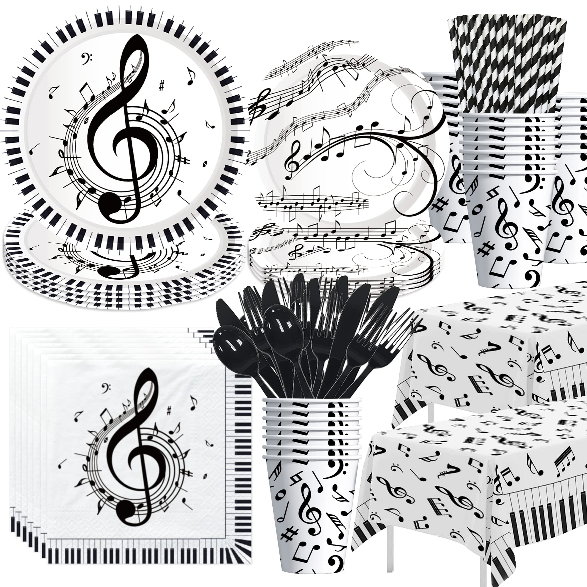 Xenorik Music Theme Party Decorations Tableware - Notes Party Supplies, Plate, Cup, Napkin, Tablecloth, Cutlery, Social Media Theme Birthday Baby