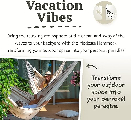 Miniatura 9 de LA SIESTA Modesta Hamaca de algodón orgánico para interiores y exteriores, dormitorio, patio, porche, patio, árbol, cama de tela extragrande, 2