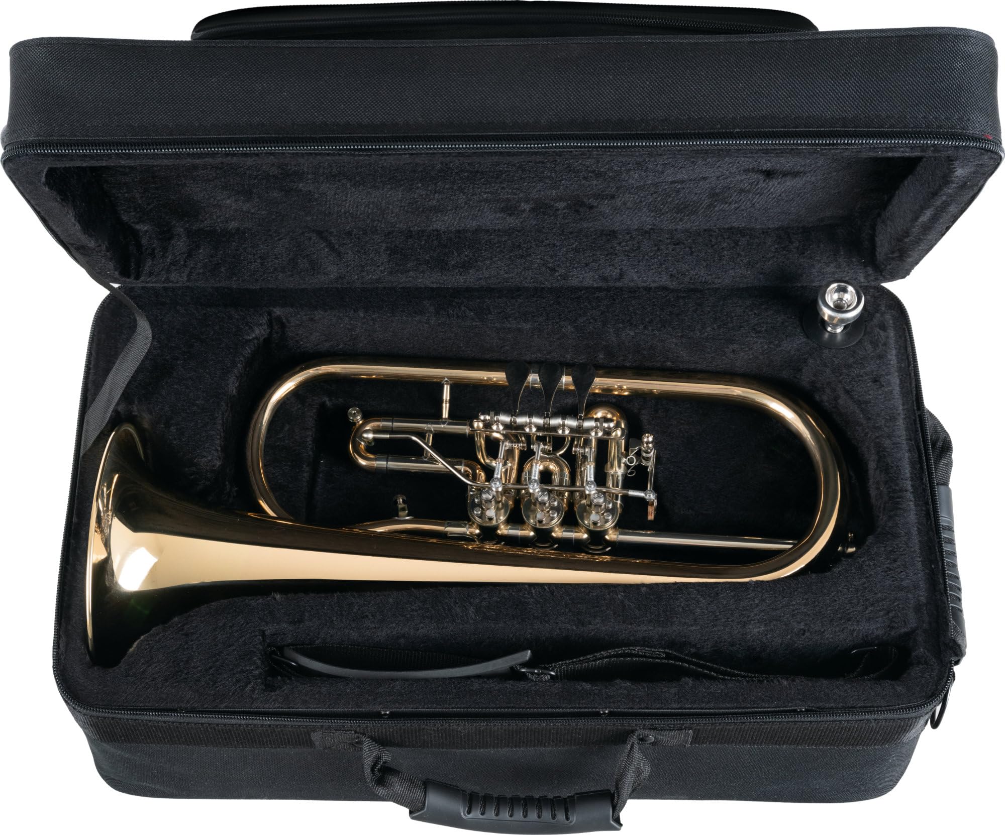 FH-24GL Bb-Flügelhorn - Goldmessing, klarlackiert - Perfekt für traditionelle Blasmusik - Schallstück-Ø: 160 mm, Bohrung: 10,5 mm - Trigger am 3. Ventil - Inkl. Mundstück & Leichtkoffer