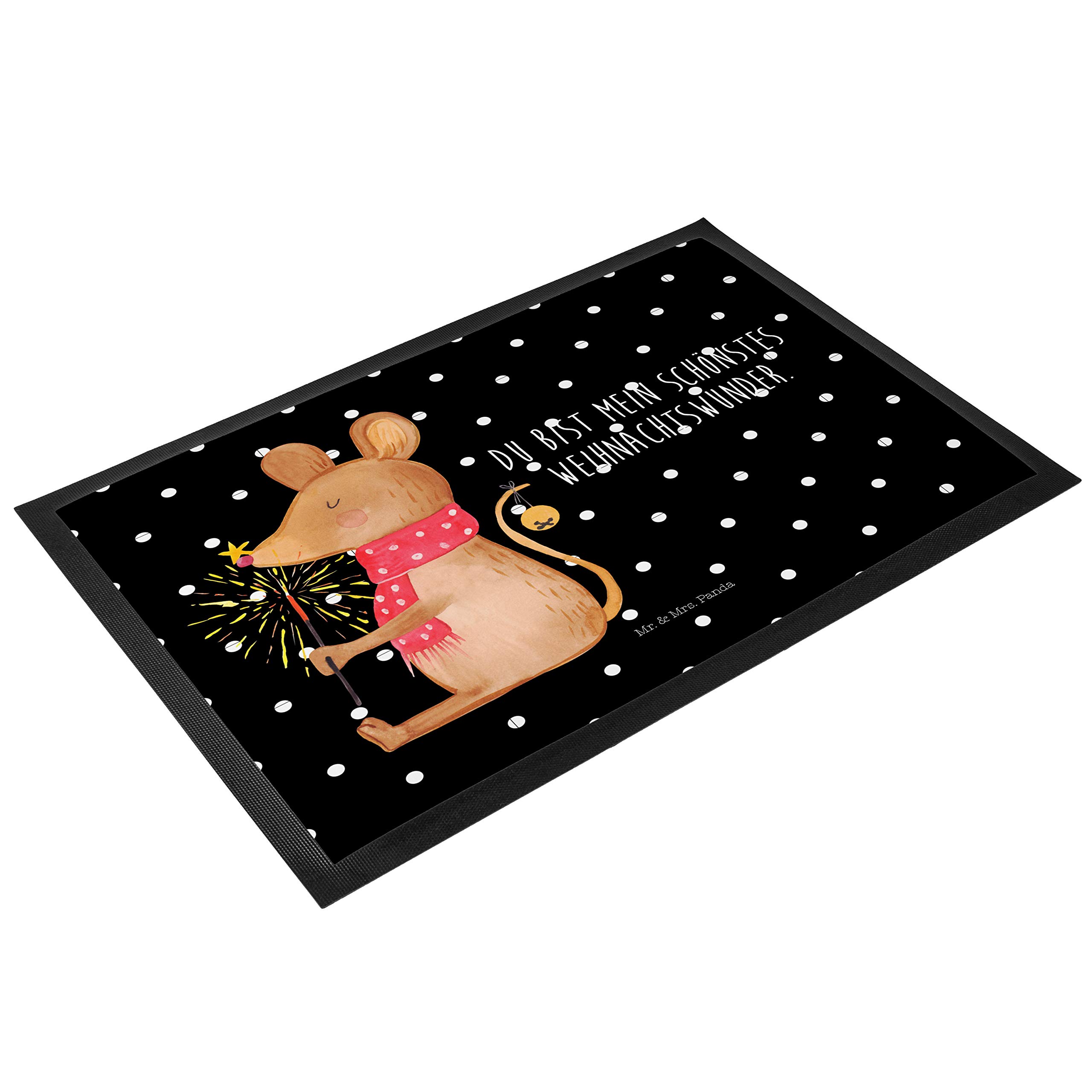 Mr. & Mrs. Panda 60 x 90 cm Fußmatte Maus Weihnachten - Geschenk, Sauberlaufmatte, Fußmatte außen, Wintermotiv, Weihnachtswunder, Türvorleger,