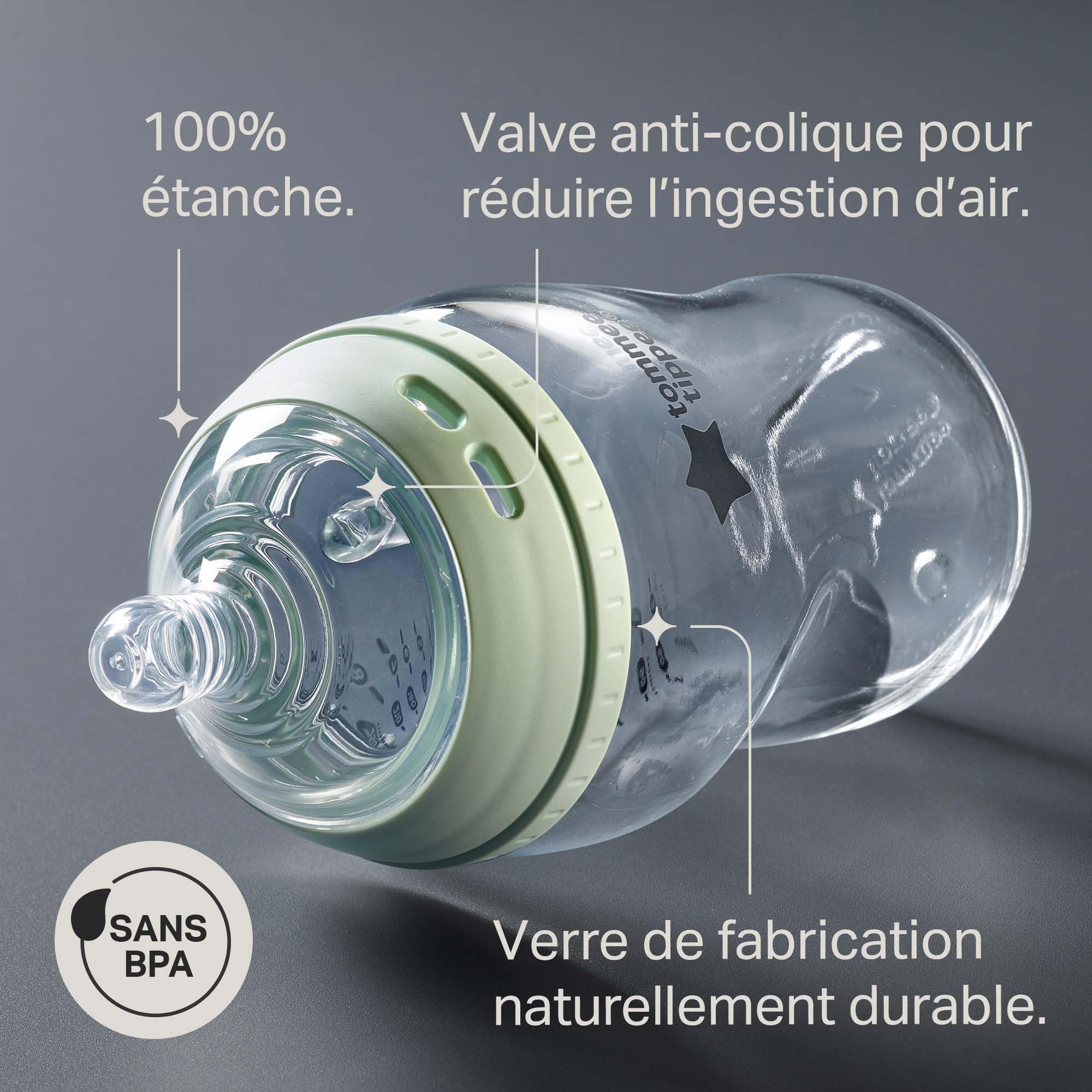 Tommee Tippee Kit de Démarrage Nouveau-nés Verre Natural Start, Biberons anti-colique 150 ml et 250 ml, Tétines imitant la forme du sein maternel à débit lent et moyen, Auto-stérilisant